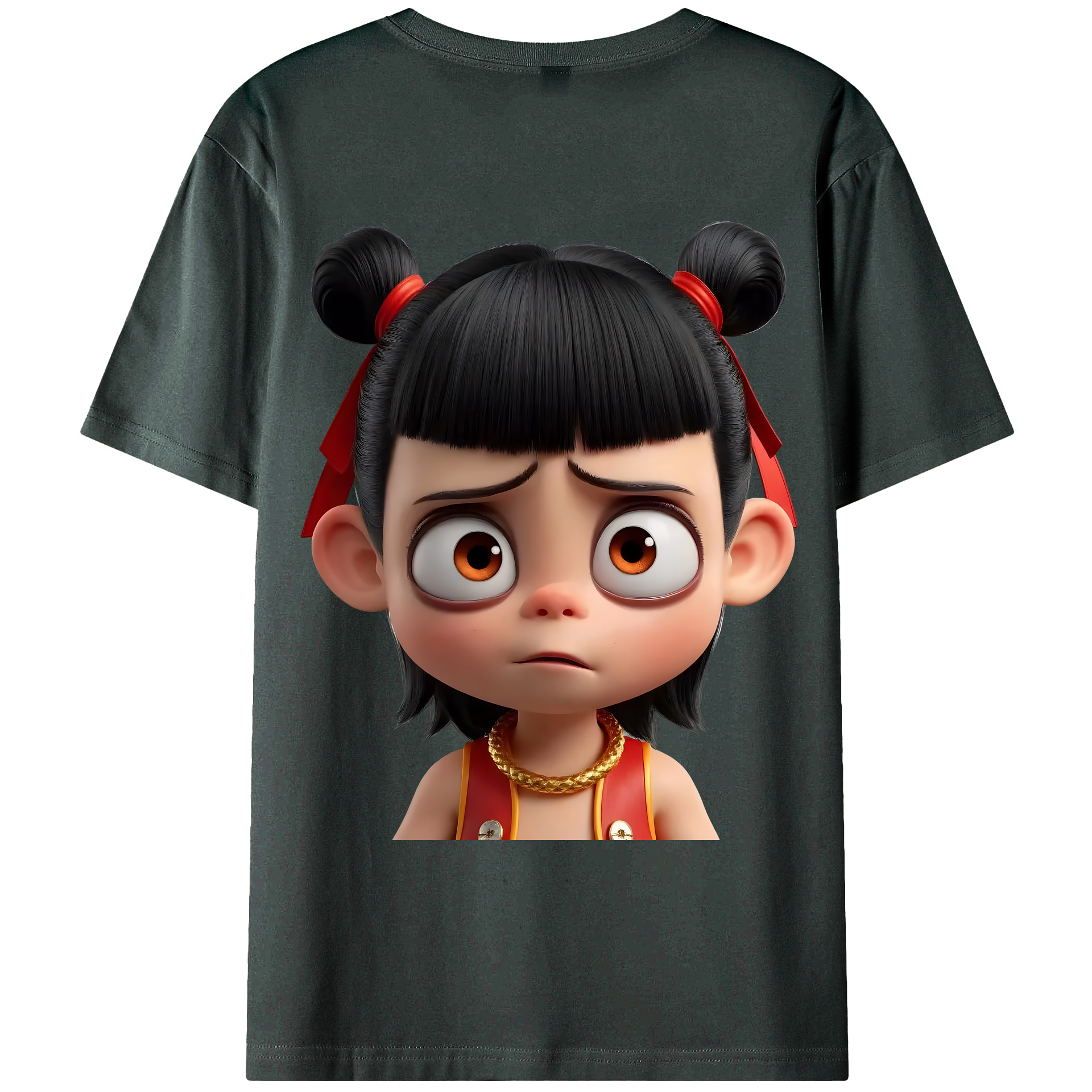 （画像用） Ne Zha 2 ナタ 魔童の大暴れ 綿100％ メンズ半袖Tシャツ（バックプリント） 通気性
